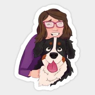 Bernese Mountain Dog with Brunette Girl Sticker